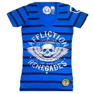 💀Affliction Live Fast Shortsleeve V-Neck Shirt. Women's Size: X-Small